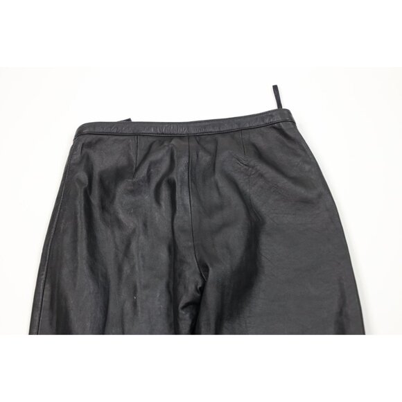 Vintage 90s Streetwear Womens 4 Distressed Soft Lambskin Leather Pants Black - Picture 12 of 15
